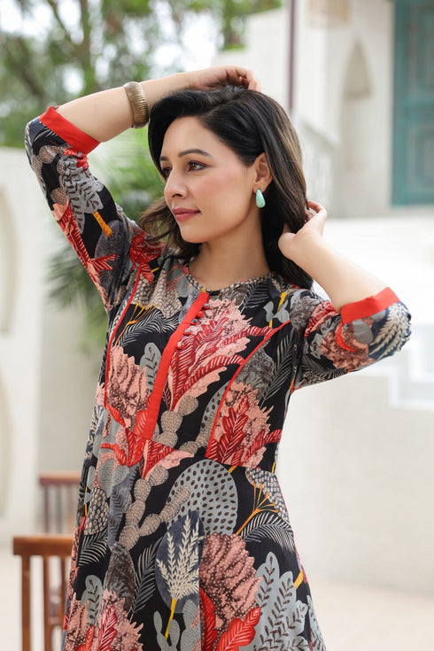 Tropical Printed Pure Cotton Maxi Ethnic Dresses